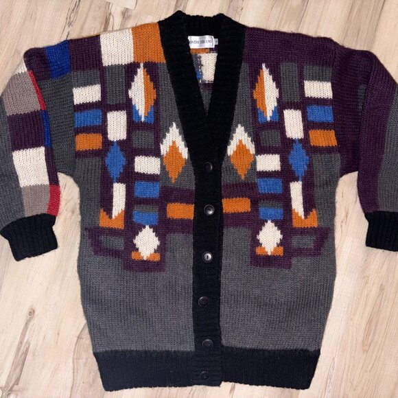 Vintage Montre Xerano Geometric Multicoloured Cardigan M - Picture 3 of 10